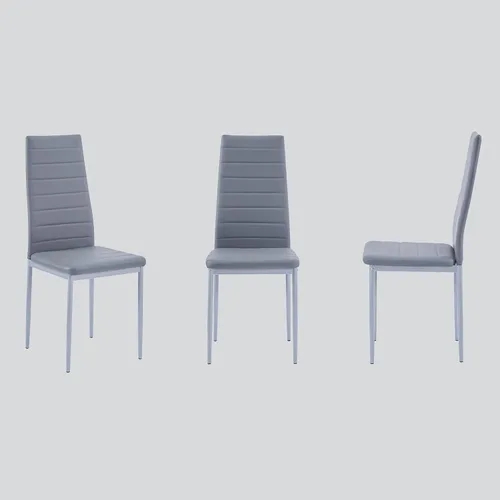 Miniatura 7 de Juego de sillas de comedor para cocina, sillas modernas de metal con asiento acolchado de piel sintética, respaldo alto y sillas de patas cromadas
