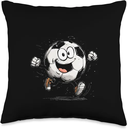 Happy Soccer Ball Costume for Cartoon Lovers Throw Pillow