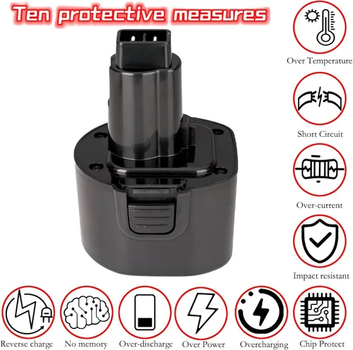 Miniatura 7 de 1.3Ah compatible con Black and Decker o DEWALT 9.6V batería NiCad repuesto (etiqueta de capacidad real) BTP1056 A9251 PS120 PS310 PS3350 CD9600