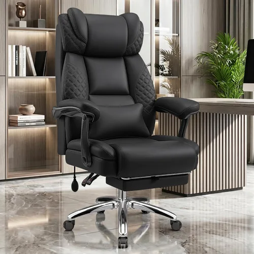 Silla de oficina grande y alta, silla de computadora de escritorio con reposapiés para personas pesadas, silla ejecutiva de juegos de gran tamaño,