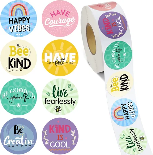 Geyee 1000 unidades de calcomanías de bondad y vibraciones; calcomanías de afirmación positiva, inspiradoras, motivacionales, amables y alentadoras