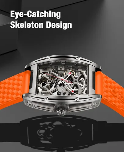 Miniatura 2 de CIGA Design Skeleton Watch Z Series Titanium Automatic Mechanical Wristwatch Sapphire Tonneau Analog Men's Watches 3ATM Waterproof with Removable