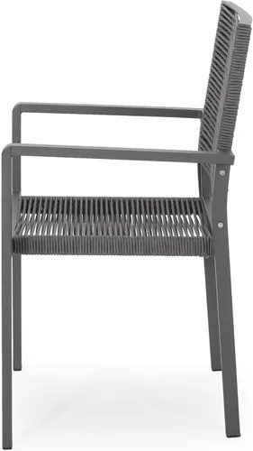 Miniatura 6 de Great Deal Furniture Jean - Silla de comedor de aluminio moderna para exteriores con asiento de cuerda (juego de 2), gris y gris oscuro