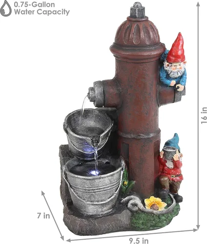 Miniatura 3 de Sunnydaze Fuente de agua al aire libre de 16 pulgadas con luz LED - Bomba eléctrica sumergible - Poliresina