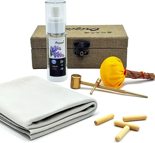 Miniatura 7 de Sword Katana Cleaning Kit,Contains Choji Oil,Copper Hammer,Chamois,Uchiko Ball,2 Pairs Peg (Mekugi),Apply to Care for Japanese Samurai Swords 1.Brown