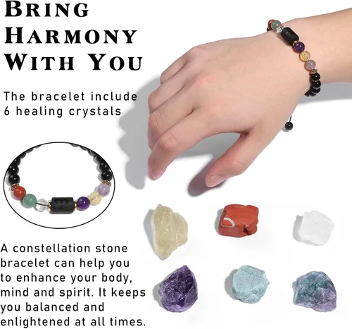 Miniatura 2 de GolbalJew 12 cristales de signos del zodiaco y piedras curativas, regalos para mujeres, joyería de cristal natural, piedras de signo del zodiaco