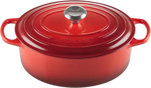 Miniatura 55 de Le Creuset Horno holandés ovalado Signature de hierro fundido esmaltado, 2.75 cuartos de galón., Blanco