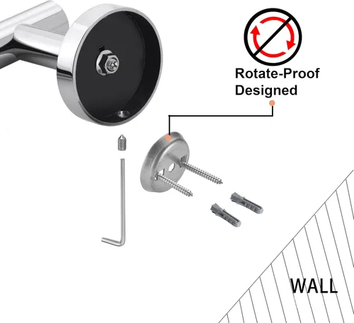 Miniatura 6 de Nolimas Barra de Toalla de Baño de Cromo Pulido Barra de Toalla Individual Barra de Toallas Montada en Pared Clásica Barra de Toallas de Acero