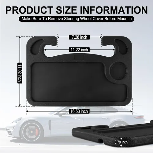Miniatura 3 de JUSTTOP Escritorio de Volante de Coche para Laptop, Accesorios Multiusos de Coche para Viajes, Bandejas de Soporte de Asiento de Coche para Comer