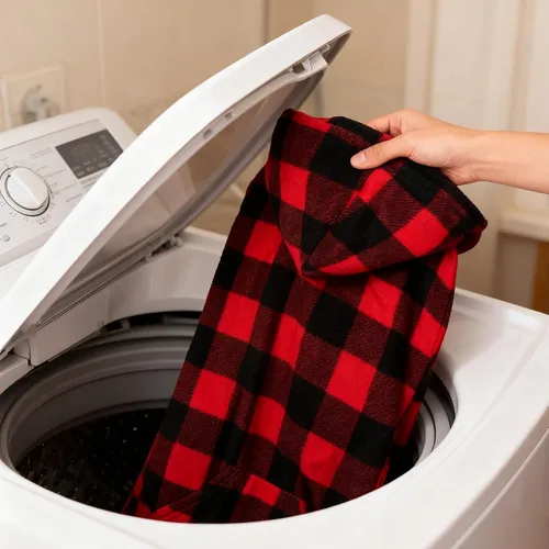 Miniatura 8 de EXPAWLORER - Sudadera de forro polar con capucha para perros, chaleco de suéter a cuadros para mascotas, ropa de otoño e invierno con anillo