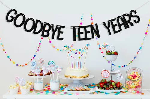 Miniatura 4 de Cartel de "Goodbye Teen Years", decoraciones de cumpleaños número 20 y fabuloso, suministros de decoración de fiesta de aniversario de 20 años