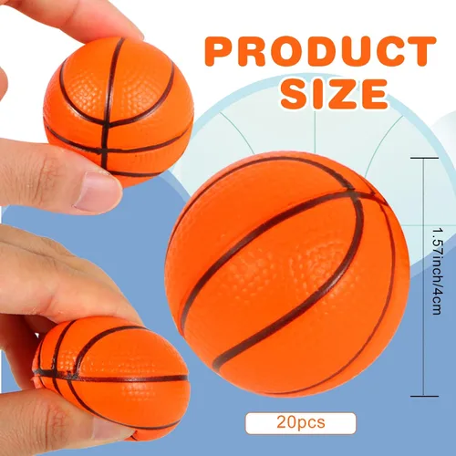 Miniatura 3 de 20 pelotas de espuma de 1.6 pulgadas para el estrés, pequeñas mini pelotas deportivas para apretar, regalos de fiesta de baloncesto para niños