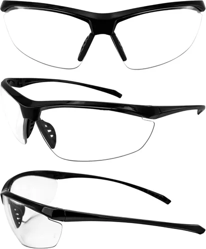 Miniatura 7 de Global Vision Lieutenant Wraparound - Gafas de sol de seguridad para motocicleta ANSI Z87.1 y MIL-PRF-32432, marco negro Lente Transparente