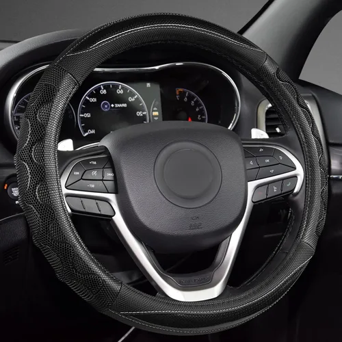 GIANT PANDA Cubierta del volante para Jeep Wrangler, cubierta del volante del coche para Jeep Grand Cherokee y Cherokee - Negro