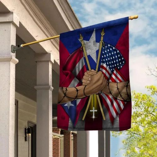 Miniatura 2 de Bandera estadounidense con apretón de manos puertorriqueño (29.5 x 39.5 pulgadas), banderas de Estados Unidos de poliéster de alta calidad, bandera