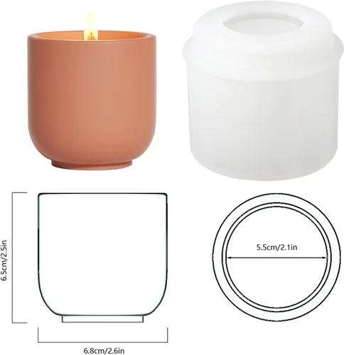 Miniatura 2 de BOOWAN NICOLE Nórdico Simple Estilo Cemento Vela Tarro Molde de Silicona Molde de Contenedor de Vela de Concreto Recipiente de Decoración