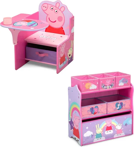 Miniatura 19 de Delta Children - Silla de escritorio con compartimento de almacenamiento + Organizador de almacenamiento de juguetes de 6 compartimentos Design and