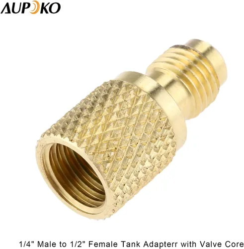 Miniatura 2 de Adaptador de ajuste de latón R134A, 1/4" macho a 1/2" hembra para tanque de refrigerante con núcleo de válvula, se adapta al sistema de refrigerante