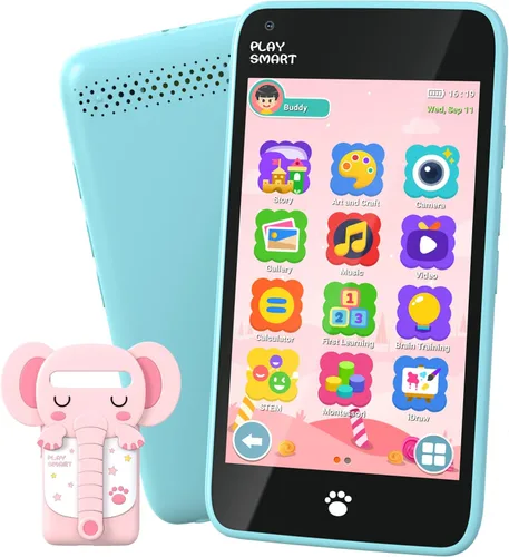 Miniatura 9 de MOMILLA Teléfono inteligente de juguetes para niños, pantalla táctil de 3.97 pulgadas, 16 GB, cámaras duales con más de 45 calcomanías, más de 210