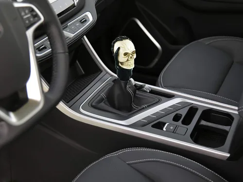 Miniatura 3 de Abfer Pomo de palanca de cambios con forma de calavera, divertido pomo de palanca de cambios para automóvil, mango de palanca de cambios de Blanco