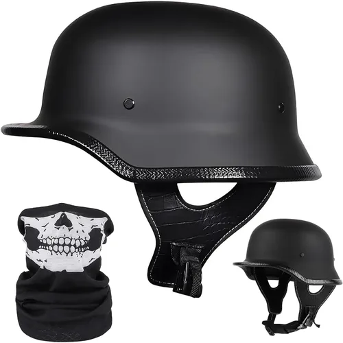 Casco de motocicleta de estilo alemán, casco de motocicleta aprobado por DOT, para adultos, hombres y mujeres, casco de media carcasa de cara