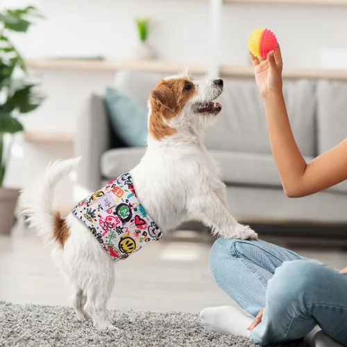 Miniatura 8 de CuteBone - Pañales lavables para perro macho, banda abdominal, paquete de 3 unidades, color negro, modelo DM54XS