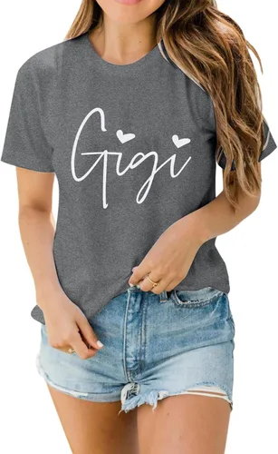 Miniatura 2 de Gigi - Camisetas para abuela, mujer, con gráfico Gigi con corazones, de manga corta