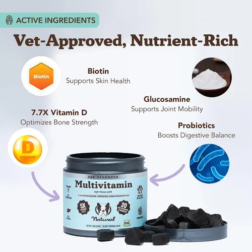 Miniatura 2 de Natural Dog Company Vet Strength Multivitamínico para perros – 90 masticables suaves de alta potencia con glucosamina, condroitina, probióticos