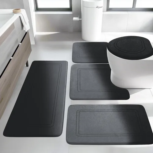 Miniatura 10 de YIHOUSE Juego de alfombras de baño de espuma viscoelástica, juego de 2 piezas, tapetes de baño antideslizantes para baño, juego de alfombras de baño