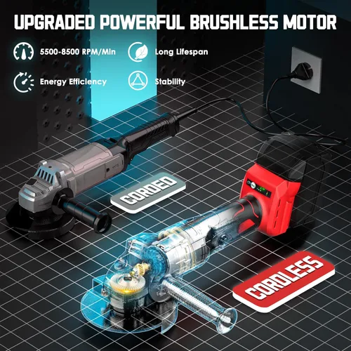 Miniatura 3 de MtiolHig Amoladora angular inalámbrica compatible con batería Milwaukee de 18 V: herramienta amoladora sin escobillas, amoladora angular pequeña