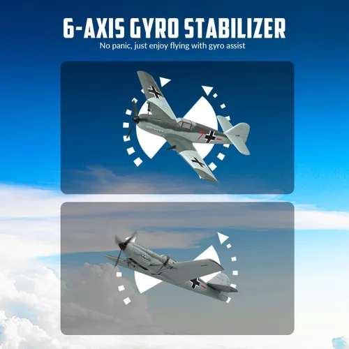 Miniatura 4 de volantexrc Avión RC de 3 canales, control remoto, avión de combate, 2.4 GHz, estabilizador giroscópico de 6 ejes, avión planeador RTF, fácil de Bf109