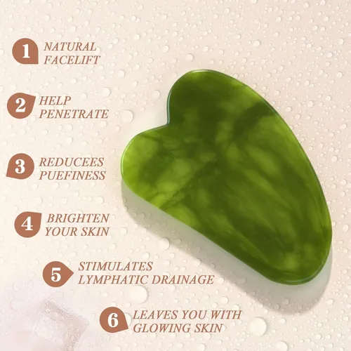 Miniatura 4 de Rodillo de Jade Gua Sha Set – Juego de cuidado de la piel facial, herramientas de belleza facial, herramientas naturales de belleza para el cuidado