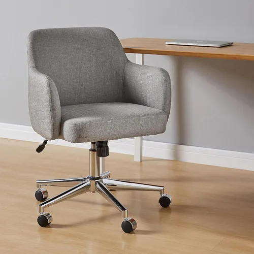Miniatura 2 de Amazon Basics Silla de oficina moderna para el hogar con ruedas de rodamiento suave, altura ajustable, giro de 360 grados, gris claro