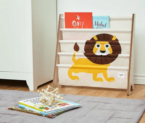 Miniatura 4 de 3 Sprouts Book Rack – Kids Storage Shelf Organizer Baby Room Bookcase Furniture, con estampado de león