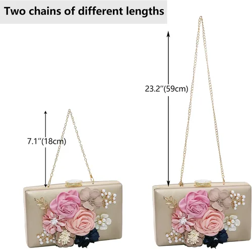 Miniatura 4 de Milisente - Bolso tipo clutch de diseño floral, bolso de noche para mujer, para novias, bodas