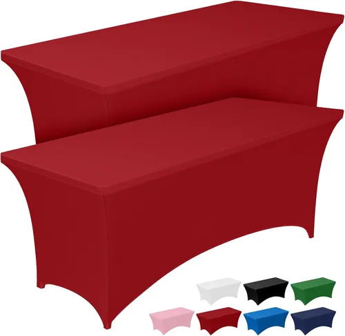 Miniatura 18 de Pureegg - Juego de 2 manteles de elastano ajustables de 1,2 m para mesas rectangulares, mantel elástico y sin arrugas para mesa de masajes, fiestas
