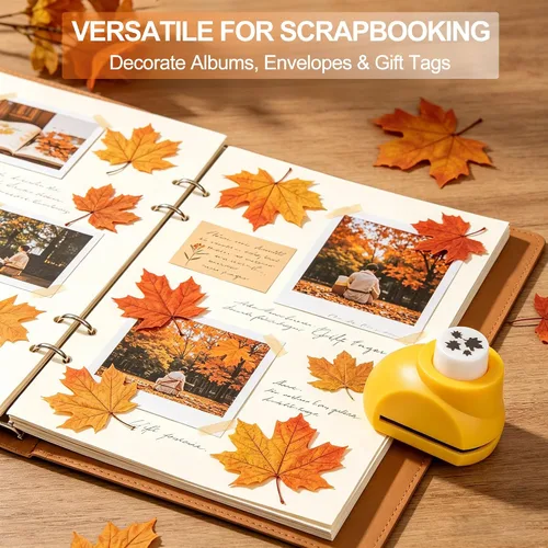 Miniatura 2 de Yctze - Perforadora de hojas, accesorios para manualidades de bricolaje: hermoso cortador de papel con hoja de árbol con 8 piezas de papel