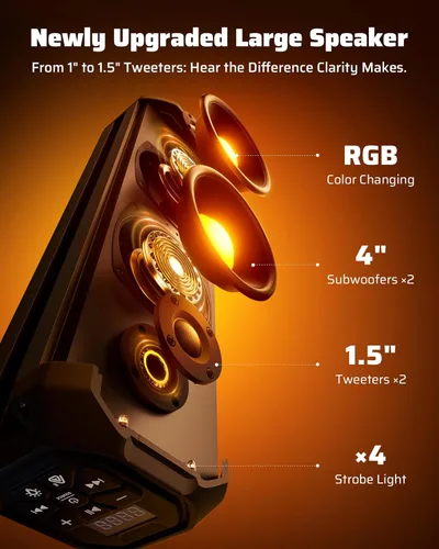 Miniatura 3 de Ehaho Barra de sonido UTV de 17 pulgadas, altavoces Bluetooth para carrito de golf de 4 altavoces [RGB y luz estroboscópica] Sistema de altavoces