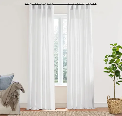 Miniatura 23 de XTMYI - Cortinas transparentes de 54 pulgadas de largo, juego de 2 paneles para baño, cortinas cortas de lino y algodón con semi privacidad