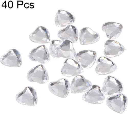 Miniatura 3 de MECCANIXITY 40 piezas de cuentas de acrílico con forma de corazón, 12 mm, con parte trasera plana, gemas de plástico para joyería, pegatinas