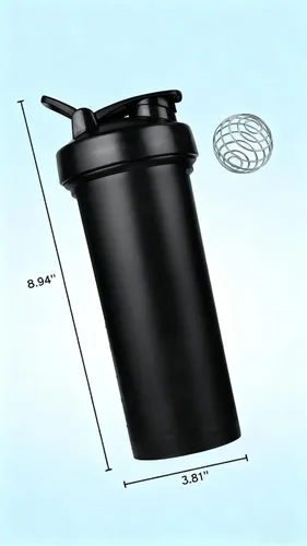 Miniatura 4 de Botella agitadora, botella mezcladora de proteínas, botella agitadora deportiva con batidor de alambre, ideal para batidos de proteínas y Negro