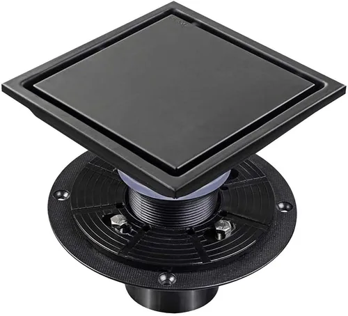 Miniatura 55 de ELLO&ALLO - Drenaje de piso de ducha con brida, rejilla extraíble de patrón cuadrado de 6 pulgadas cuadradas, acero inoxidable SUS 304, color negro