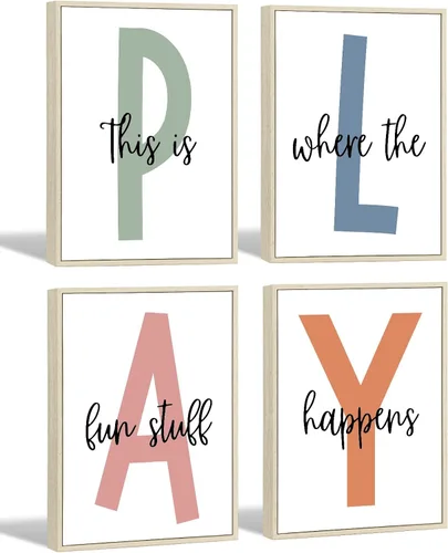 Miniatura 11 de Arte de pared para sala de juegos para niños, decoración de pared para habitación de niños, impresión en lienzo para sala de juegos para bebés
