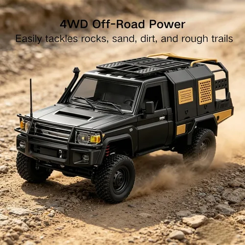 Miniatura 3 de Auto de control remoto, escala 1/12 4WD todoterreno Rc coches con luces LED, control proporcional de 2 velocidades de 2.4 GHz, todo terreno RTR Negro