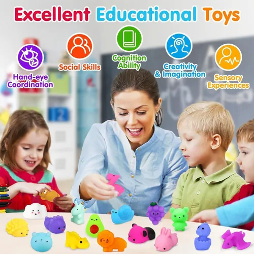 Miniatura 4 de Yunaking 130 PCS Juguetes Squishy Mochi, Juguetes Squishy Kawaii Recuerdos de Fiesta para Niños Alivio del Estrés Juguetes Fidget Juguetes de Caja