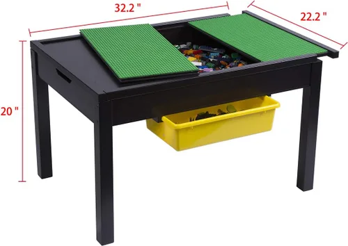 Miniatura 3 de UTEX - Mesa de actividades grande 2 en 1 para niños con almacenamiento para niños mayores, mesa de juego para niños, niñas, espresso