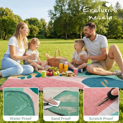 Miniatura 4 de Exclusivo Mezcla Manta de picnic impermeable de 60 x 80 pulgadas, manta de camping moderna a prueba de arena de poliéster floral multicolor grande