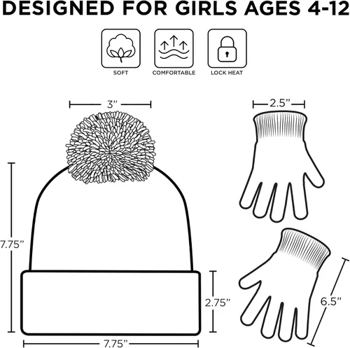 Miniatura 6 de Disney Conjunto de gorro y guantes de invierno para niñas de 2 a 4 años o sombrero Encanto y guantes para niños de 4 a 7 años