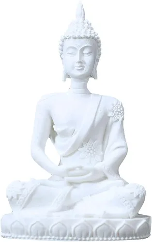 Miniatura 9 de Estatua armoniosa de meditación de yoga de Buda blanca, escultura coleccionable de piedra arenisca artesanal, decoración de escultura de Feng Shui