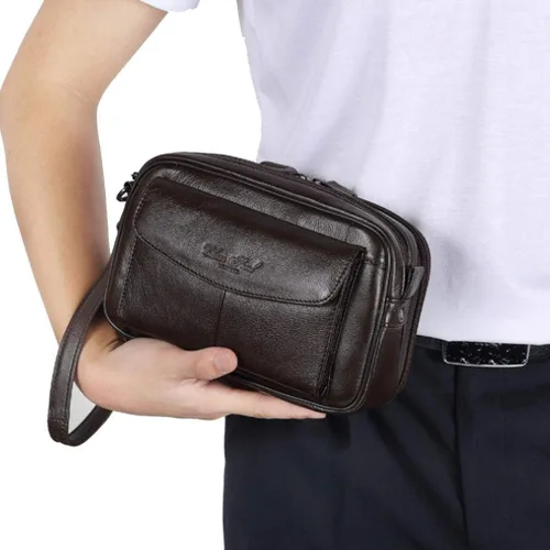 Miniatura 4 de Hebetag Cartera de cuero para hombre, organizador y bolso de muñeca